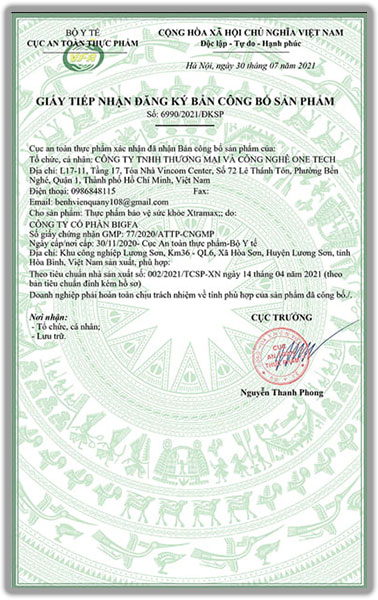 giấy công bố xtramax